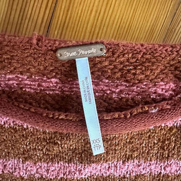 Free People Bardot Striped Oversized Sweater in Cedar Flower Size XXS - Picture 5 of 6